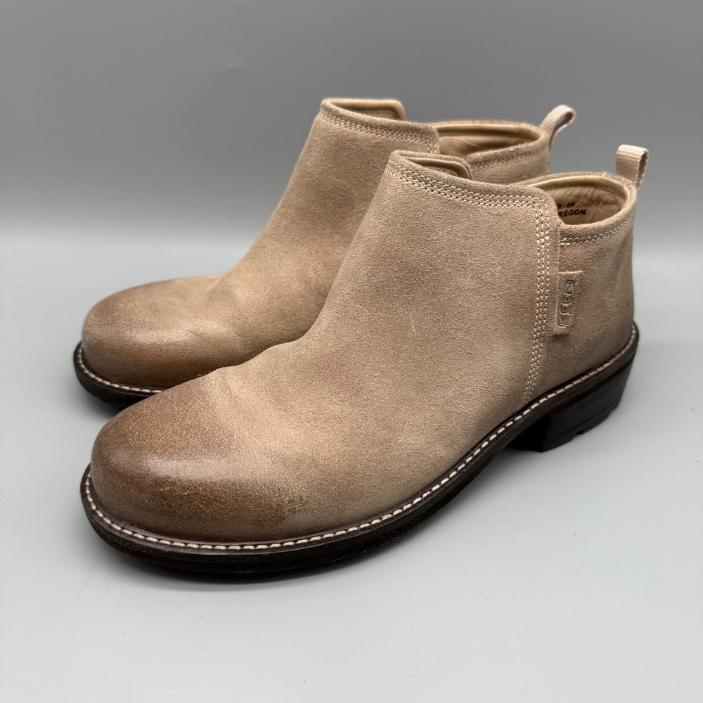 Keen Elena Chelsea Ankle Boots Women‎ 7.5 Tan Suede Leather Side Zip EUC
